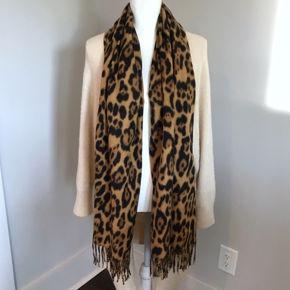 Only 1 Left! Leopard Animal Print Fringed Scarf - Picture 2 of 6